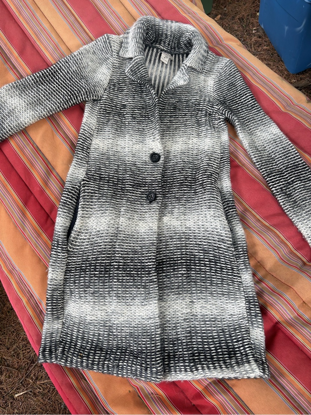 Lucky Brand Black and White Gradient Pea Coat